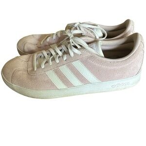 Adidas VL Court 2.0 Suede Casual Trainers Sneakers F35128 Pink & White - 11